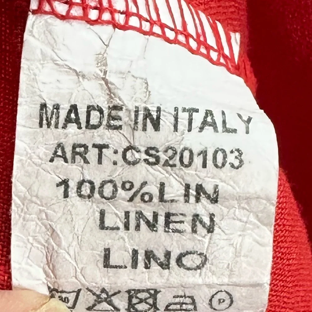 Giuseppa Collection Made in Italy 100% Linen Dress Red XL/1X Oversized